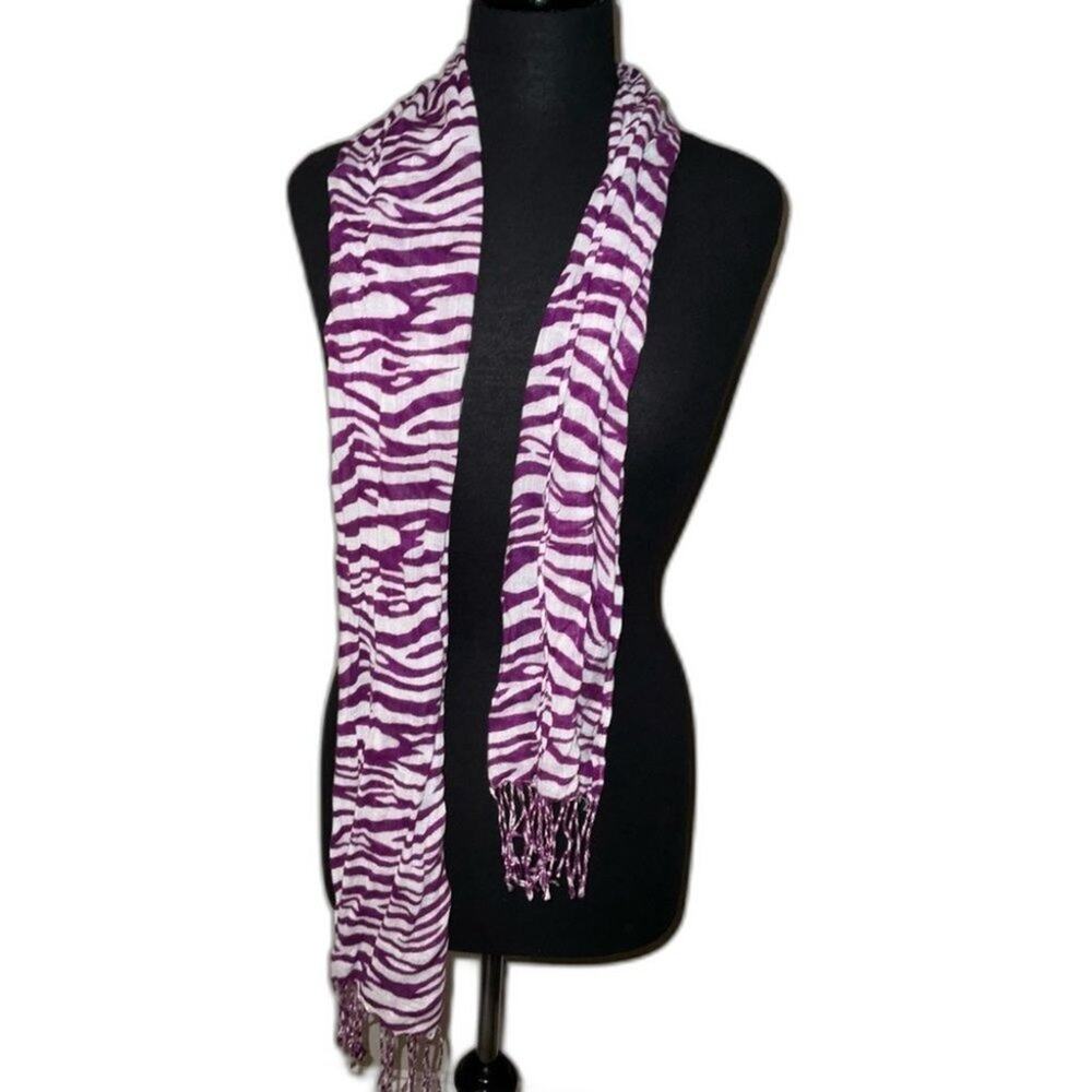 Purple and White Animal Print Scarf
